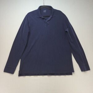 J.Crew Classic Polo Shirt Mens XL Tall Navy Blue Long Sleeve Cotton Pique